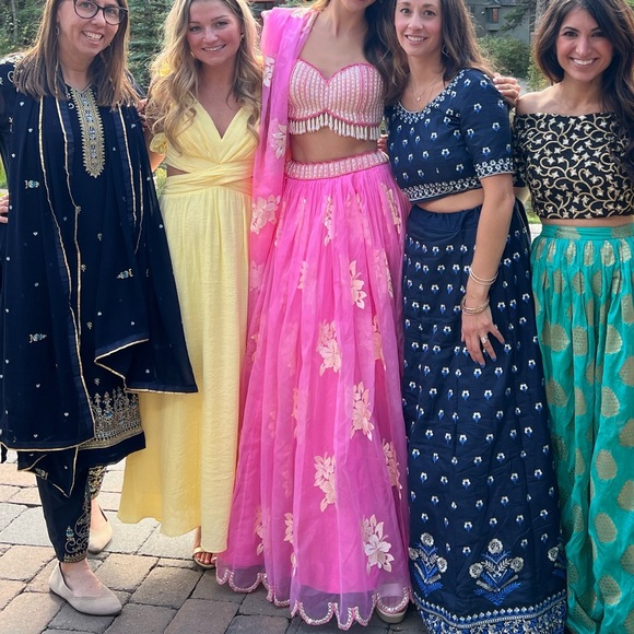 *PRE-SELL* Carnation Pink Patch Embroidered Organza Party Wear Lehenga - Picture 13 of 14